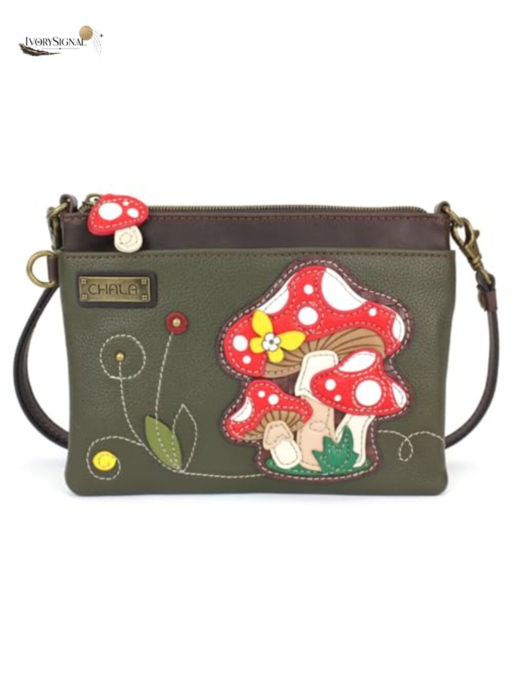 Mini Crossbody Purse with Convertible Strap Faux Leather Mushroom Character